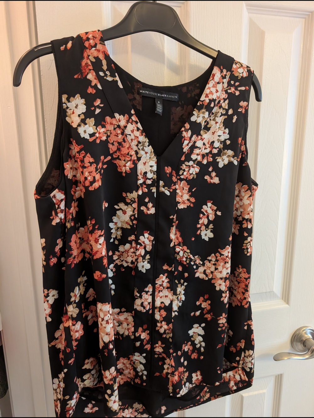 White House Black Market Floral Sleeveless Layered Blouse Size 6